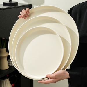 8/10/12/15 Inch Large Round Plastic Food Tray Plate Dish,Dishwasher Safe for Food,BBQ,Candles,<strong>Baklava</strong>,Breakfast,Pet Feeding Mats - Product Image 1