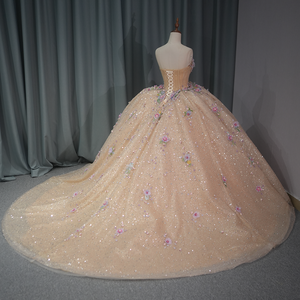 Jancember 1239 Exclusivo Strapless Pearls 3D Flower Quinceanera Vestidos de fiesta - Product Image 4