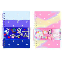 Carnet à spirale cœur dégradé avec breloques PVC détachables, décorations astronaute et licorne, journal, papeterie mignonne, cadeau, vente en gros