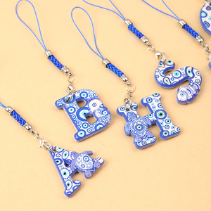 Llavero de resina con ojo turco azul y letras del alfabeto, con tortuga marina, estilo bohemio, para decoración de bolsos, venta al por mayor - Product Image 6