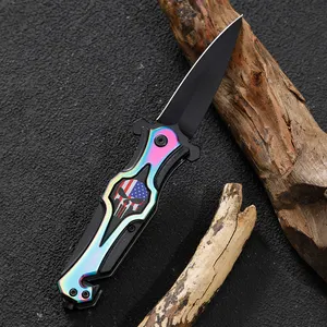 3Cr13 Stainless Steel Outdoor Camping Hunting Bushcraft EDC Folding Tactical Paracord Survival Pocket Knife With Cutter