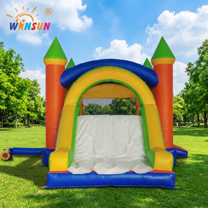 WINSUN Castillo Inflable Azul y Naranja con Tobogán, Castillo Hinchable con Trampolín - Product Image 1