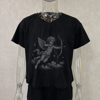 T-shirts pour hommes Guangzhou Shangshang Custom Streetwear, 100% coton, impression DTG, coupe ample, col en V, tissu en coton slub