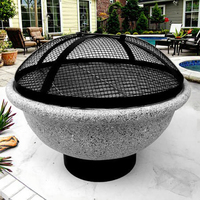 Couverture en maille pour foyer de jardin en fibre d'argile moderne, dispositif de sécurité anti-flamme, finition thermolaquée, commande par bouton - Facile à assembler