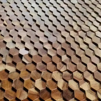 Panneaux de bois 3d au design moderne Décoration murale Art d'intérieur Panneau mural en nid d'abeille en forme d'hexagone