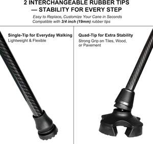 Tongkat Jalan Serat Karbon Mewah untuk Lansia, Mudah Disesuaikan, Stabilitas Ditingkatkan, Gagang Serat Karbon, Tongkat Tahan Beban 200LB - Product Image 4