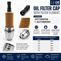 Tapa de Filtro de Aceite de Motor Duradera de Aluminio para Mercedes-Benz E35 E55 E25 E30 E46 Oe A2711800338+ A2711800309 A2711800409 A2711800509