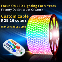 Bande LED RVB étanche à télécommande, haute tension, 5050 SMD WS2811, découpable, 8 mm, PVC, couleur pleine, en promotion