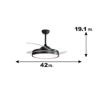 Ventilateur de Plafond Invisible de 42 Pouces avec Contrôle APP, Couleur RVB, Dimmable, Rétractable, pour l'Intérieur