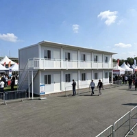 Bâtiment de bureau préfabriqué à deux étages en conteneurs, modulaire et portable, pour hôtel, logement de chantier, avec escalier pour camp de travail