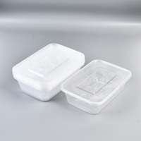 Boîtes alimentaires jetables en plastique transparent PP rectangulaires de 1250 ml, très vendues, pour la préparation de repas rapides