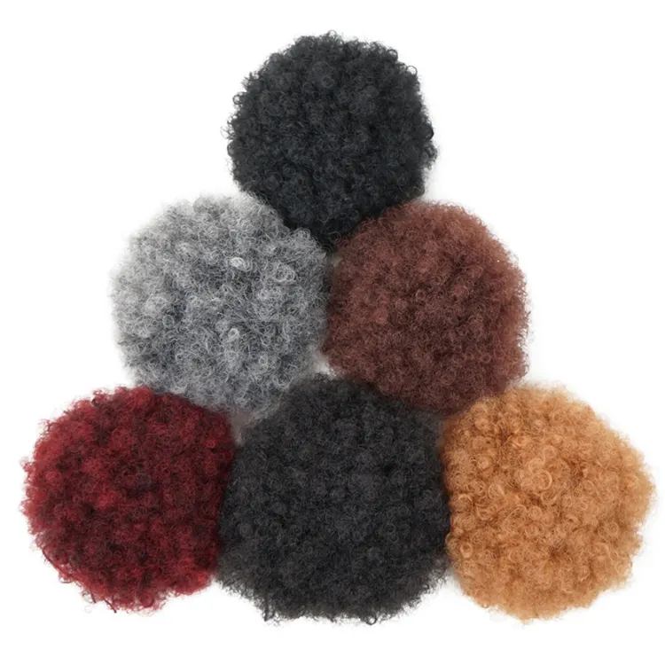 Hoge Bladerdeeg Afro Krullend Chignon Paardenstaart Koord Synthetisch Krullend Haar Broodje Gemaakt Van Synthetische Vezels