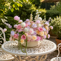 QDROYAL Boules de fleurs artificielles modernes en soie rose, centres de table de mariage, décorations de table, fleurs artificielles économiques