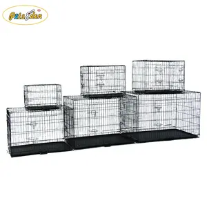 Two Doors Portable Folding Pet Crate Metal Dog Cage