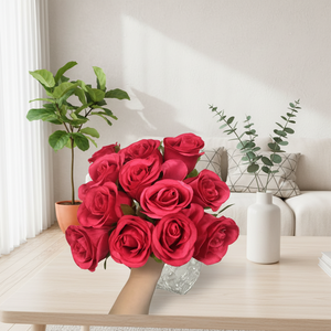12 Pezzi Bouquet di Rose Artificiali LMD in Plastica Fatte a Mano, Decorazione Moderna per la Casa, Ecologica, Regalo per il Giorno di Scherzi d'Aprile - Product Image 5