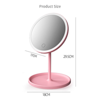 Miroir de maquillage intelligent à écran tactile LED avec support, rechargeable par USB, miroir de courtoisie rond avec éclairage