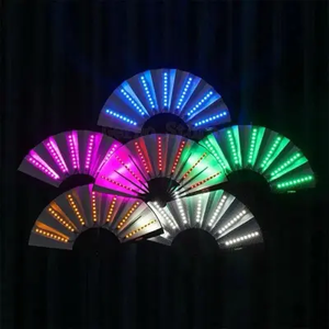 Abanicos Plegables de Bambú Pintados Tradicionales con LED de 33 cm, Abanicos de Mano Iluminados para Decoración de Fiestas Nocturnas, Venta al Por Mayor - Product Image 1