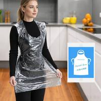 Tablier jetable en PE sans manches, emballé individuellement, imperméable et résistant à l'huile, en plastique, pour cuisine, coiffure, barbecue, paquet unique