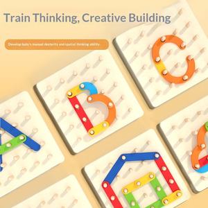 Set di Blocchi di Costruzione in Legno Montessori con Forme Geometriche, Numeri, Alfabeto e Variabili per l'<span class=keywords><strong>Educazione</strong></span> Precoce dei Bambini - Product Image 4