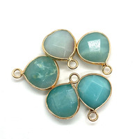 Pendentif en cristal de pierre naturelle facettée 14x18mm, type goutte d'eau, à trou unique, pour la fabrication de bijoux DIY