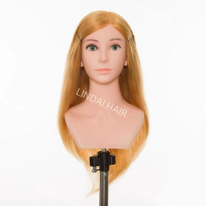 Tête de mannequin en <span class=keywords><strong>cheveux</strong></span> humains naturels LINDALHAIR avec épaules - Tête de perruque d'entraînement pour salon, école de beauté, toutes les couleurs/toutes les longueurs - Product Image 3