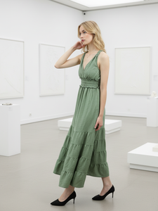 فستان ماكسي متعدد الطبقات بخصر مطاطي (سموك) - Product Image 4