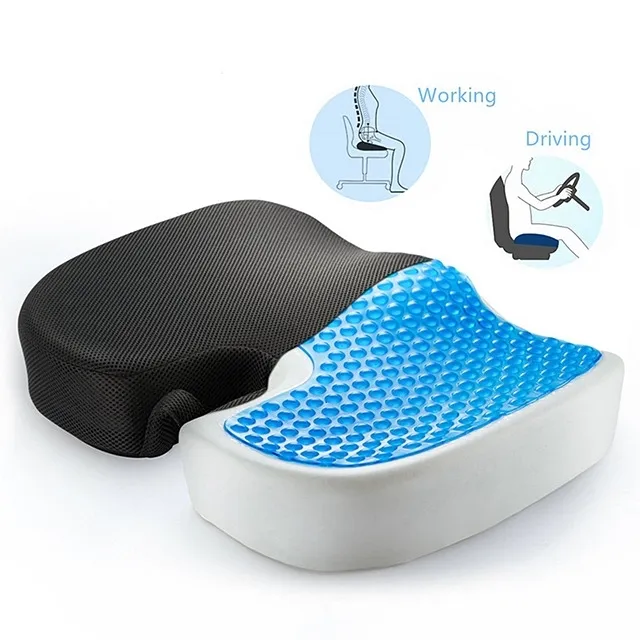 Silicone Gel Pillow Coccyx Orthopedic Gel-enhanced Comfort Foam Seat Cushion Gel Memory Foam Cool Elderly Seat Cushion