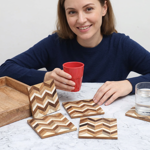 Juego de Posavasos de Resina Ecológica de Lujo Moderno con Manteles Individuales de Madera y MDF - Precio Muy Bajo - Product Image 1