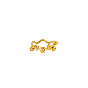 Women's Stainless Steel Finger <strong>Ring</strong> Trendy Small <strong>Wavy</strong> Bead 18K Gold Plated No Fade Wholesale for Gifts Parties - Product Image 1