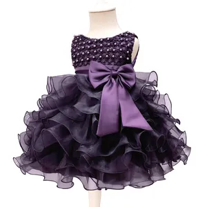 Baby Birthday Dress Girls Formal Wedding Party Flower Dresses for Toddler Kids Party Frocks Designs B-4536