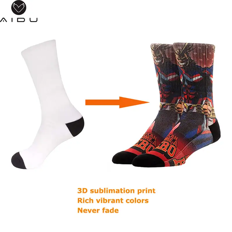Лидер продаж, оптовая продажа, сделайте свой собственный дизайн, 3D белые пустые сублимационные Полиэстеровые носки для печати
