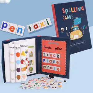 Buku Puzzle Magnetik Huruf Alfabet, Mainan Belajar Bayi, Buku Puzzle Magnetis Kayu dengan Huruf Huruf
