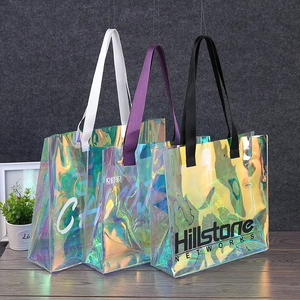 Custom Logo <b>Transparent</b> Jelly Orange PVC Tote <b>Bag</b> with Button Closure Stylish Fashionable Design for Gifts Shopping - Product Image 2