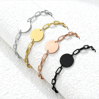 Bracelet chaîne à maillons ronds en acier inoxydable Ywyougang, personnalisable par gravure, multicolore pour femmes, à porter au quotidien et en cadeau