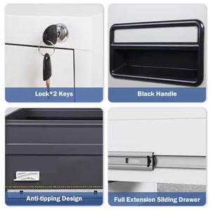 Classeur à tiroir robuste armoire de rangement de bureau en métal avec classeur en acier latéral/vertical à 4 tiroirs - Product Image 3