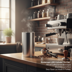 Lata de Cilindro Kontensan L285 de 750 ml para Café y Bebidas Calientes, 83xH135mm, 0.75 L, Tapa Fácil de Abrir, Hecho en Turquía - Product Image 3
