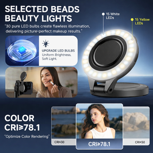 Lampe annulaire magnétique de poche pour selfie 180 °   Lampe LED tricolore rotative pour <span class=keywords><strong>la</strong></span> <span class=keywords><strong>photographie</strong></span> sur téléphone et le maquillage <span class=keywords><strong>en</strong></span> direct - Product Image 5