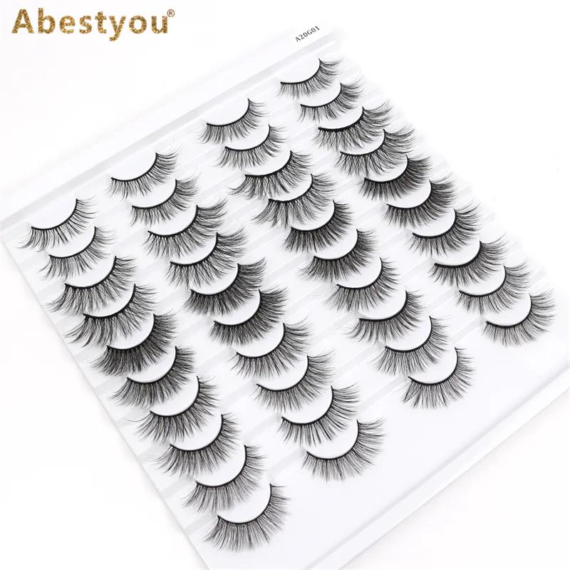 Abestyou Kosmetik 20 Paare 3d dicke natürliche lange falsche Wimpern Faux Nerz Haar Wimpern verlängerung Make-up-Tools