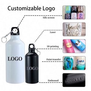 Bouteilles de sublimation personnalisées à bas prix pour la promotion, bouteille d'eau en aluminium à paroi simple pour le sport de plein air avec mousqueton - Product Image 5