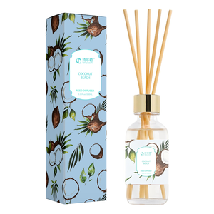 Diffuseur <span class=keywords><strong>de</strong></span> roseaux en coco écologique <span class=keywords><strong>de</strong></span> qualité supérieure, longue durée, bleu plage, pour salon et chambre, avec parfum frais fruité floral musqué - Product Image 1