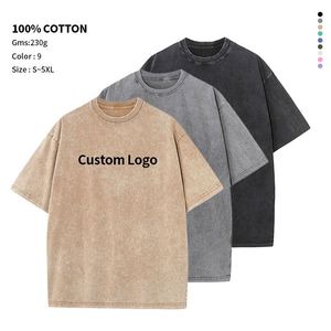 Camiseta Vintage de Lujo para Hombre, 100% Algodón, Lavado Ácido, Oversize, Lisa, con Logotipo Personalizado, Efecto Desgastado, Estilo Retro Urbano, Premium - Product Image 2