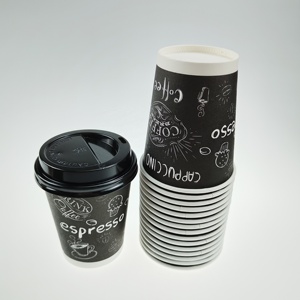 Tasse à café en papier jetable en <span class=keywords><strong>carton</strong></span> noir, impression personnalisée, bon marché, pièces - Product Image 4