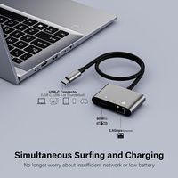 Adaptateur réseau Ethernet LAN RJ45 2,5 Gbps 2 en 1 avec port de charge USB C 100W PD Type C pour iPhone 15/tablette/ordinateur portable