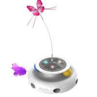 Jouet pour chat classique intelligent interactif avec motif de dessin animé mignon, 3 en 1, rechargeable automatiquement, activé par le mouvement, papillon flottant, plume