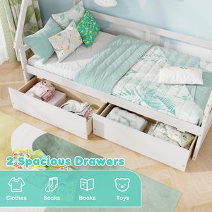 <span class=keywords><strong>Lit</strong></span> double moderne avec 2 tiroirs de rangement, structure en métal, style tente <span class=keywords><strong>Montessori</strong></span>, barrière de sécurité, <span class=keywords><strong>lit</strong></span> tipi bas écologique avec sommier à lattes en bois - Product Image 6