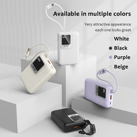 PD 22.5W Power Bank 10000mah Usb Type C Power Bank Câble intégré pour téléphone portable 20000mah Powerbank