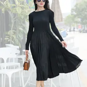 custom design plain blank flower girls' dresses women lady elegant career casual black dresses manufacturer