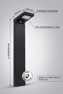 <span class=keywords><strong>Lampe</strong></span> solaire à colonne en aluminium moulé sous pression LED 5W 12W, IP65, étanche, <span class=keywords><strong>lampe</strong></span> décorative <span class=keywords><strong>de</strong></span> <span class=keywords><strong>jardin</strong></span> extérieure - Product Image 6