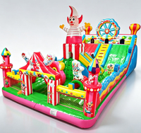 Structure gonflable commerciale thème cirque avec toboggan, en PVC 0,55 mm, pour aire de jeux, château gonflable, location pour fêtes d'enfants et entreprises