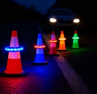 6/7/8 Pack 360 °   Anneau lumineux LED pour cône de signalisation, lumière de danger, lumière de sécurité pour travaux routiers, lumière d'urgence, CE ROHs